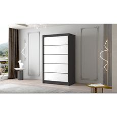 Veľká šatníková skriňa FADO IV 120 cm Čierna/Biela