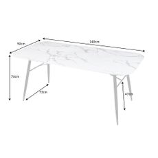 Jedálenský stôl Paris 140cm sklenený mramorový vzhľad biely