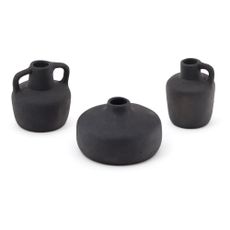 Čierne terakotové vázy v súprave 3 ks (výška 6 cm) Sofra – Kave Home