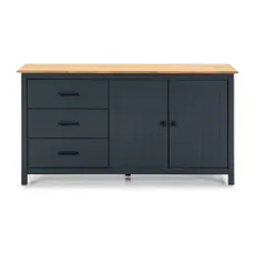 Tmavomodrá nízka komoda z borovicového dreva 150x80 cm Miranda – Marckeric