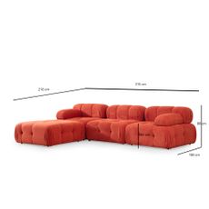 Doblo 3-sedačka s taštičkou ( L1-O1-1R-Pouffe) - červená