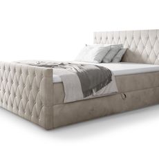 Wilsondo Čalúnená boxspring manželská posteľ s vrchným matracom Montana - krémová Rozmer: 140x200