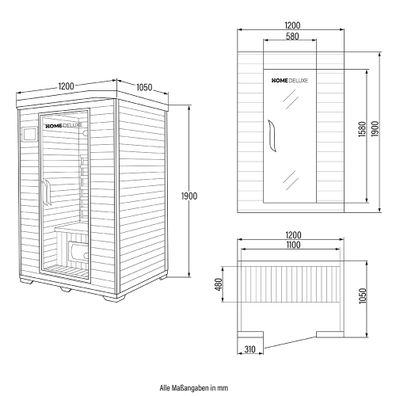 Infračervená kabína REDSUN M - 120 x 105 cm pre 2 osoby