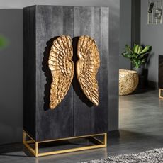 Estila Art-deco šatníková skriňa Seraphic s anjelskými krídlami z masívneho dreva 140cm