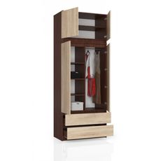 Šatníková skriňa s nadstavbou S90 2 dvierka 2 zásuvky wenge/dub sonoma