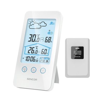Sencor - Meteostanica s LCD displejom 2xAAA + 2xAAA biela