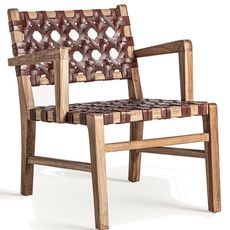 Estila Luxusné vintage kožené hnedé kreslo Turisk s vypletaným sedadlom a operadlom s masívnym rámom 74 cm