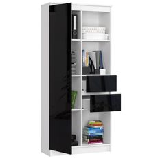 Regál R15 R80 1D 2SZ-čierna / biela