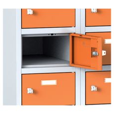 Šatníková skrinka s úložnými boxami, 20 boxov, 1800 x 600 x 500 mm, otočný zámok, tmavosivé dvere