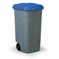 Mobilný plastový odpadkový kôš 100 L, modré veko