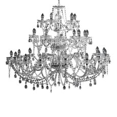 Estila Luxusný zámocký okrúhly závesný luster Karat s tridsiatimi ramenami a priehľadnými krištáľmi 120 cm