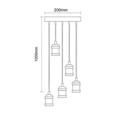 Napájací kábel 5xE27/60W/230V bronz