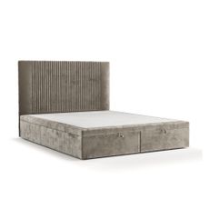 Béžová čalúnená dvojlôžková posteľ s úložným priestorom 180x200 cm Mavel – Maison de Rêve