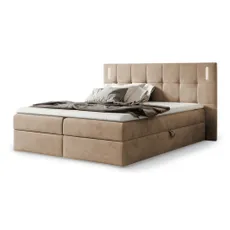 Wilsondo Čalúnená boxspring manželská posteľ s vrchným matracom Dancer - béžová Rozmer: 160x200