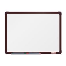 Biela magnetická popisovacia tabuľa boardOK, 600 x 450 mm, hnedý rám