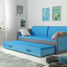 BMS Group Detská posteľ s prístelkou DÁVID 200 x 90 cm grafitová modrá