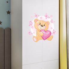 Kocot kids Detská skriňa Babydreams 90 cm medvedík s motýlikmi biela