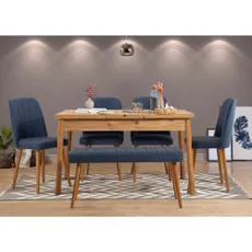 Kalune Design Jídelní set Santiago dub/tmavě modrý