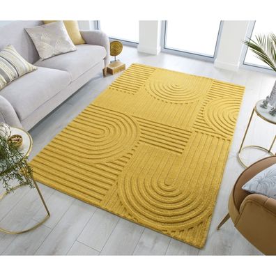 Žltý vlnený koberec Flair Rugs Zen Garden, 160 x 230 cm