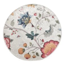 Sivá zamatová kúpeľňová predložka ø 100 cm Vintage Flower – Foutastic