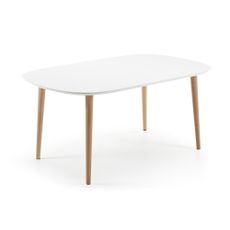Biely rozkladací jedálenský stôl s bielou doskou 100x160 cm Oqui – Kave Home