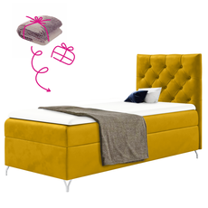 Boxspringová posteľ, 90x200, žltá látka Velvet, pravá, GULIETTE + darček