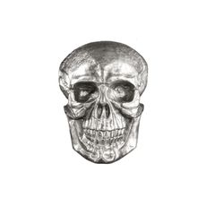 Estila Glamour závesná nástenná dekorácia Skull z kovu v striebornom prevedení v tvare lebky 40 cm