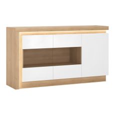 Komoda LYOK02, dub riviera/biela s extra vysokým leskom, LEONARDO
