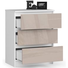 Komoda K60 - biela/cappuccino lesk