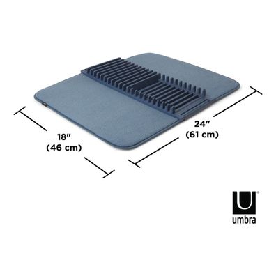 Modrá textilná odkvapkávacia podložka na riad 61x46 cm Udry – Umbra