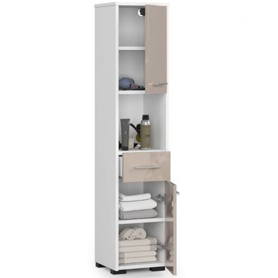 Kúpeľňová skrinka Fin 2D 1SZ 1W biela/cappuccino lesk