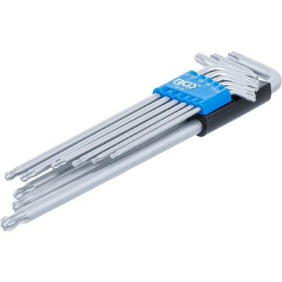 Súprava zahnutých kľúčov | extra dlhé | T-profil (pre Torx) s guľovou hlavou | T10 - T50 | 9dielna, BGS 819