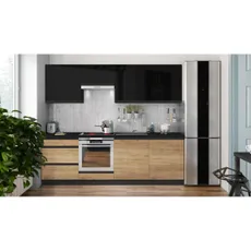 Kuchynská linka MARINA 240 cm dub craft/lesklá čierna