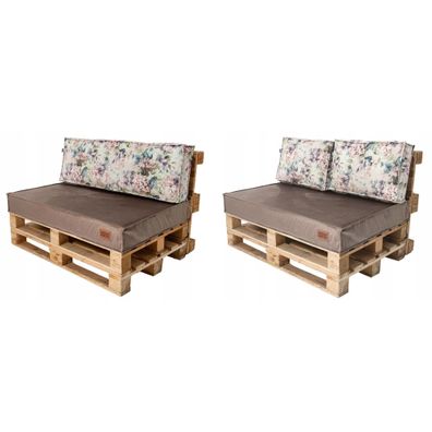 Golden Garden Paletové sedenie GG51 podsedák a vankúš 120cm x 80cm x 15cm slabo hnedá vzor kvety 2