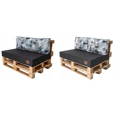 Golden Garden Paletové sedenie GG48 podsedák a vankúš 120cm x 80cm x 15cm tmavo sivá vzor