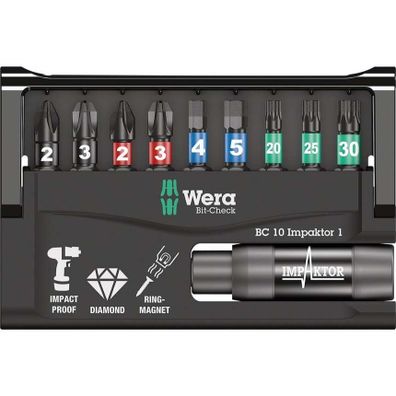 Wera 057680 Bit-Check 10 Impaktor 1 s držiakom 897/4 Impaktor R (sada 10 ks)