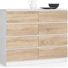 Ak furniture Komoda Kuba 120 cm 8 zásuviek biela/sonoma