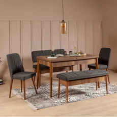 Vina Anthracite Walnut rozťahovacia jedálenská súprava stola a stoličiek 165 cm