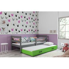 Posteľ s prístelkou ERIK 2 - 200x90cm Grafitový - Zelený
