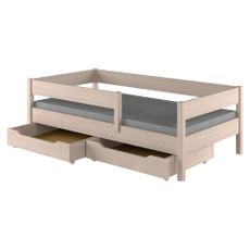 KONDELA Mix detská posteľ so zábranou 90x200 cm dub bielený