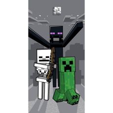 Sivá bavlnená detská osuška 70x140 cm Minecraft "Mob Attack" – Jerry Fabrics