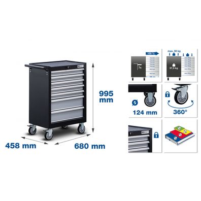 BGS 6061, Dielenský vozík | 7 zásuviek | so 120 nástrojmi