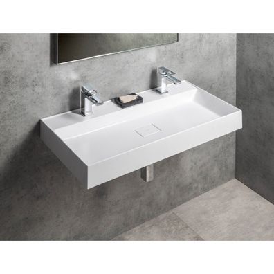 Biele dvojumývadlo z liateho mramoru 96x44 cm Godiva – Sapho