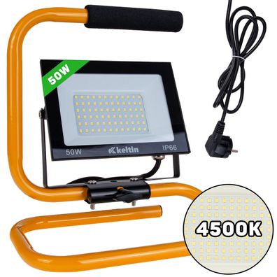 50W LED svetlomet s konštrukčným stojanom a káblom - neutrálna biela farba 4500K (10)