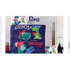 Obliečky bavlnené detské  modré Dino 130x90cm+45x65cm  TiaHome