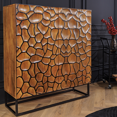 Komoda Erupcio 177 cm a komoda Vulcano 120 cm mozaika čierno-hnedá set