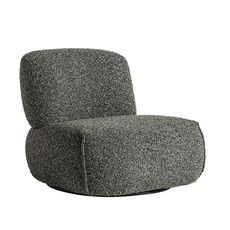 Estila Luxusné moderné okrúhle kreslo Claude bez bočných opierok s melírovaným buklé poťahom v odtieňoch sivej a zelenej 84 cm