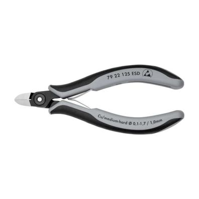 Presné bočné frézy na elektroniku 125 mm KNIPEX 79 22 125 ESD - leštená hlava, viaczložkové puzdrá
