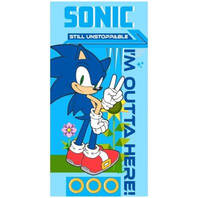 Bavlnená plážová osuška nezastaviteľný Ježko Sonic - 100% bavlna - 70 x 140 cm