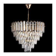 LED luster na reťazi 9xE27/60W/230V + 6xLED/6W priemer 50 cm zlatý